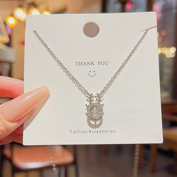 Wholesale Titanium Steel Women's Necklace With Mixed Gem Inlay And Animal Zodiac Pattern And Inlaid Zircon