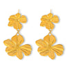 Wholesale 316L Stainless Steel Women's Retro Elegant Two Layer Texture Flower Geometric Earrings With Electroplating Design
