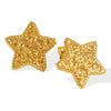 Wholesale 316L Stainless Steel Women's Retro Geometric Star Earrings With Pleated Texture And Electroplating Design