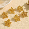 Wholesale 316L Stainless Steel Women's Retro Geometric Star Earrings With Pleated Texture And Electroplating Design