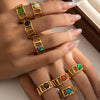 Wholesale Titanium Steel Women's Ring Geometric Style With Diamond And U Shape Pattern Electroplated