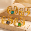 Wholesale Titanium Steel Women's Ring Geometric Style With Diamond And U Shape Pattern Electroplated