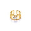 Wholesale Titanium Steel Women's Ring Geometric Style With Diamond And U Shape Pattern Electroplated