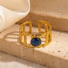 Wholesale Titanium Steel Women's Ring Geometric Style With Diamond And U Shape Pattern Electroplated
