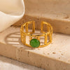 Wholesale Titanium Steel Women's Ring Geometric Style With Diamond And U Shape Pattern Electroplated