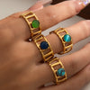 Wholesale Titanium Steel Women's Ring Geometric Style With Diamond And U Shape Pattern Electroplated
