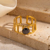 Wholesale Titanium Steel Women's Ring Geometric Style With Diamond And U Shape Pattern Electroplated