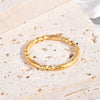 Wholesale Titanium Steel Women's Ring Geometric Ushape Electroplated Gold Beads Bamboo Style Jewelry