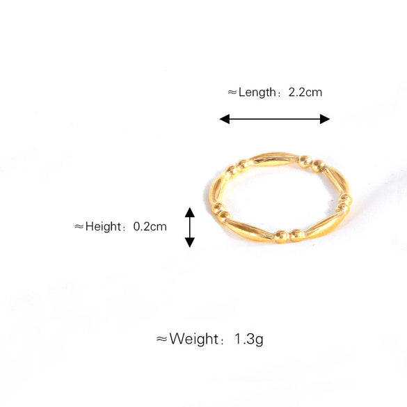 Wholesale Titanium Steel Women's Ring Geometric Ushape Electroplated Gold Beads Bamboo Style Jewelry