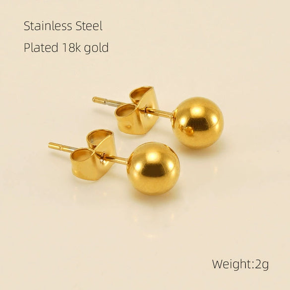 Wholesale 316L Stainless Steel Women's Simple Geometric Design Electroplated Earrings With Steel Beads And Rose Pearl