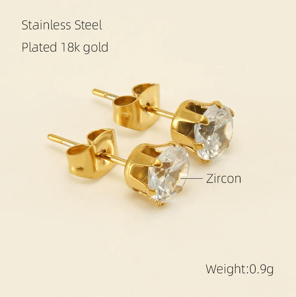 Wholesale 316L Stainless Steel Women's Simple Geometric Design Electroplated Earrings With Steel Beads And Rose Pearl