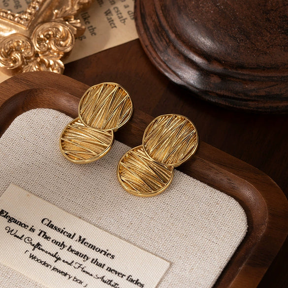 Wholesale Titanium Steel Women's Simple Geometric Double Circle Earrings With Electroplating