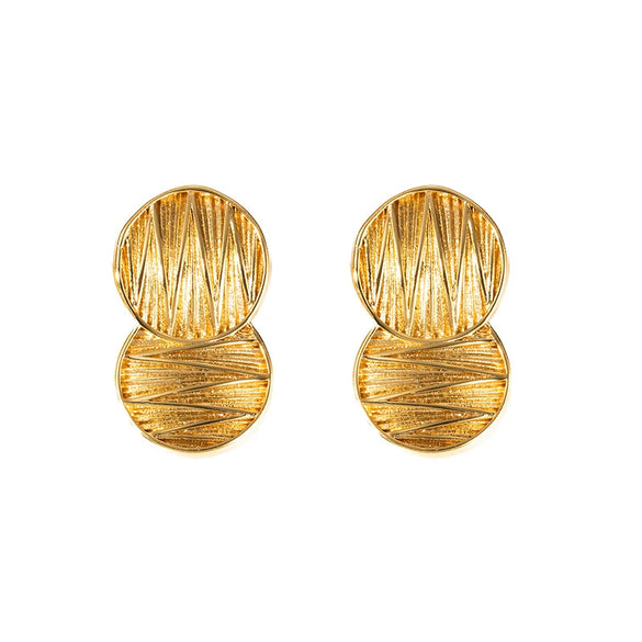 Wholesale Titanium Steel Women's Simple Geometric Double Circle Earrings With Electroplating