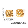Wholesale Titanium Steel Women's Simple Geometric Electroplated Irregular Square Striped Earrings