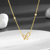 Wholesale Titanium Steel Women's Summer Retro Butterfly Fritillary Necklace With Bow Pattern And Gold Inlaid Ochain