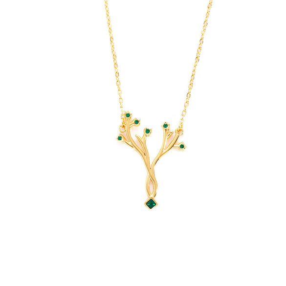 Wholesale Titanium Steel Women's Tree Of Life Inlaid Multicolor Zircon Electroplated Necklace