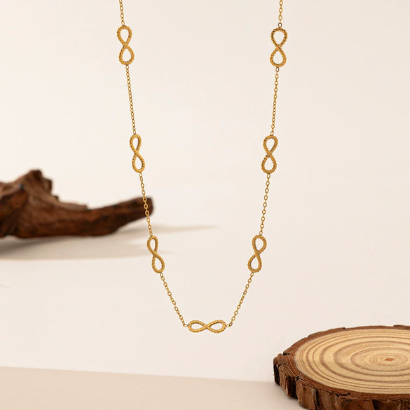 Wholesale Titanium Steel 8 Words Pattern Electroplated Necklace And Bracelet Set For Women