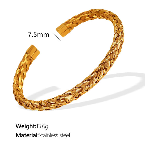 Wholesale 316L Stainless Steel Woven Bracelet Electroplated Simple Geometric Light Luxury Nonfading Niche Jewelry