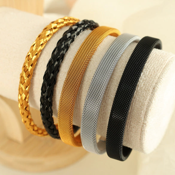 Wholesale 316L Stainless Steel Woven Bracelet Electroplated Simple Geometric Light Luxury Nonfading Niche Jewelry