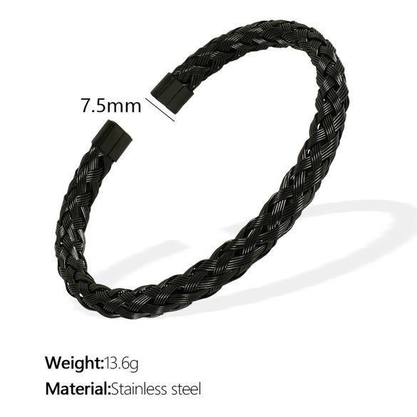 Wholesale 316L Stainless Steel Woven Bracelet Electroplated Simple Geometric Light Luxury Nonfading Niche Jewelry
