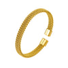 Wholesale Titanium Steel Woven Flat Cshaped Open Twist Snake Bone Honeycomb Electroplated Bracelet For Men And Women