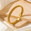 Wholesale Titanium Steel Woven Flat Cshaped Open Twist Snake Bone Honeycomb Electroplated Bracelet For Men And Women