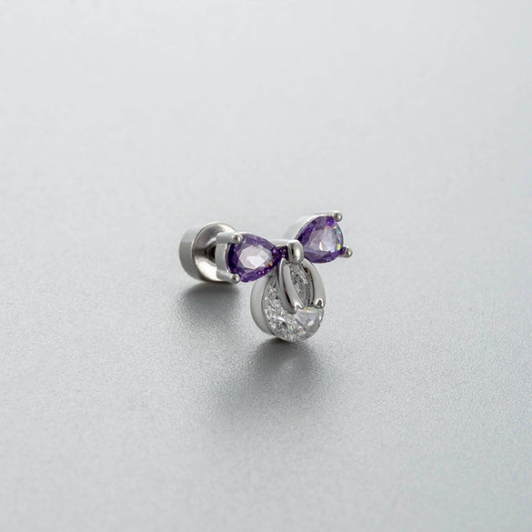 Wholesale Titanium Steel Zircon Bow Shape Earrings For Women