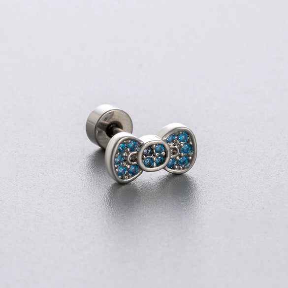 Wholesale Titanium Steel Zircon Bow Shaped Earrings For Women