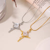 Wholesale 316L Stainless Steel Zircon Cross Pendant Necklace For Women Light Luxury Geometric Electroplated Jewelry