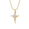 Wholesale 316L Stainless Steel Zircon Cross Pendant Necklace For Women Light Luxury Geometric Electroplated Jewelry