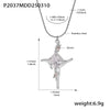 Wholesale 316L Stainless Steel Zircon Cross Pendant Necklace For Women Light Luxury Geometric Electroplated Jewelry
