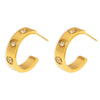 Wholesale 316L Stainless Steel Zircon Cshaped Geometric Earrings 18K Goldplated Simple Cold Style For Women