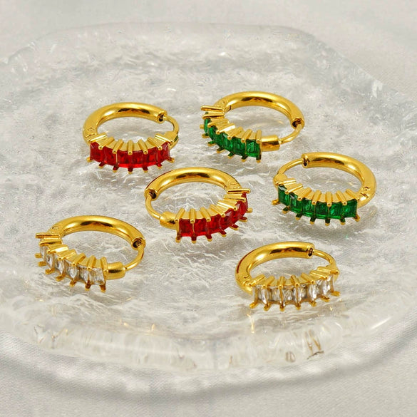 Wholesale Titanium Steel Zircon Earrings Geometric Light Luxury Simple Style For Women