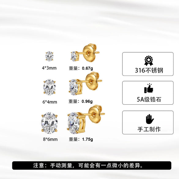 Wholesale Titanium Steel Zircon Geometric Electroplated Unisex Earrings Minimalist Ear Accessories
