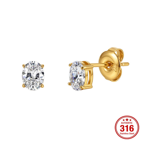 Wholesale Titanium Steel Zircon Geometric Electroplated Unisex Earrings Minimalist Ear Accessories
