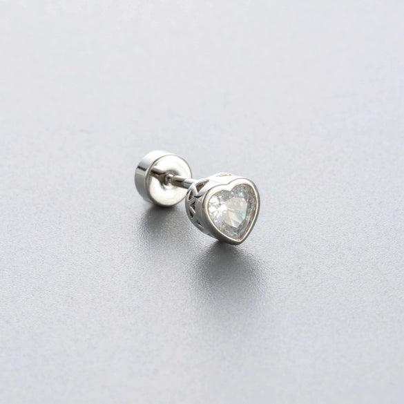 Wholesale Titanium Steel Zircon Love Geometric Bow Ear Nails For Women