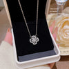 Wholesale Titanium Steel Zircon Necklace Light Luxury Niche Style Geometric Fourleaf Flower Pendant Mixed Gemstone Setting For Women