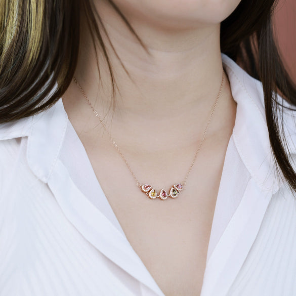 Wholesale Tourmaline Necklace 925 Silver Inlaid Geometric Elegant Style With Diamond Design