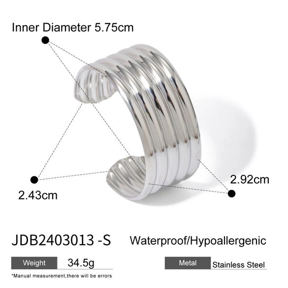 Wholesale Trend Jewelry Retro Style Geometric Stainless Steel Multilayer Tube Smooth Opening Bracelet With Electroplating