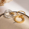 Wholesale Trend Jewelry Stainless Steel Geometric Ring With Gold And Silver Color Matching Double Thread Chain And Electroplating Treatment For Women