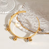 Wholesale Trend Jewelry Stainless Steel Open Bracelet With 18K Gold Electroplated Geometric Style And Gold And Silver Color Matching Personality Beads