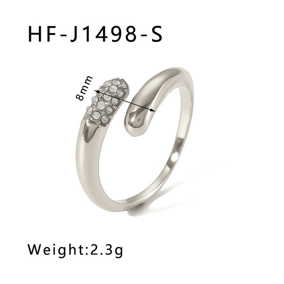 Wholesale Trendy Couple 18K Gold Plated Stainless Steel Geometric Hug Ring With Inlaid Zircon For Women