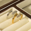 Wholesale Trendy Couple 18K Gold Plated Stainless Steel Geometric Hug Ring With Inlaid Zircon For Women