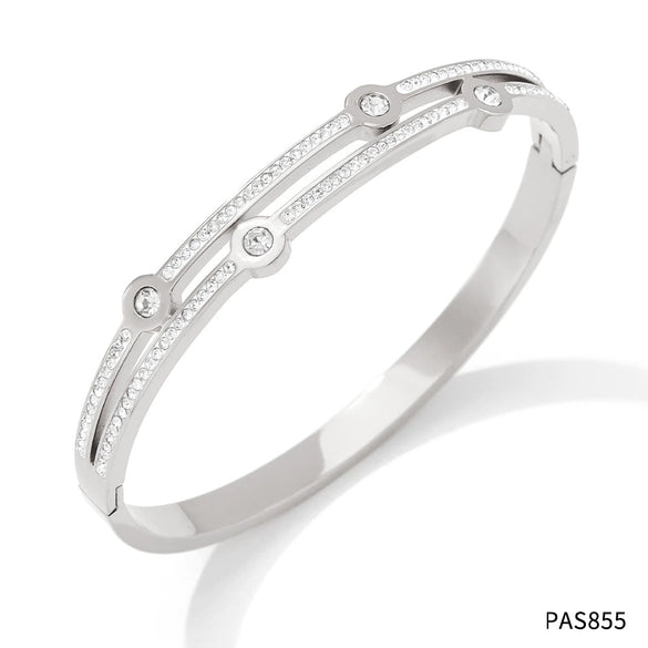 Wholesale Trendy Double Diamond Stainless Steel Bracelet With Geometric Style And Electroplating Treatment