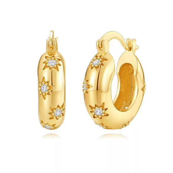 Wholesale Trendy Fashion Copper Earrings With Geometric Star Design And Zirconia Treatment For Women