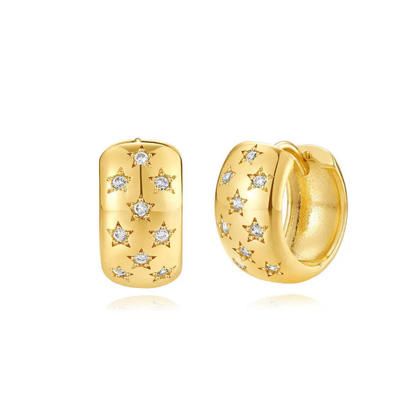 Wholesale Trendy Fashion Copper Earrings With Geometric Star Design And Zirconia Treatment For Women