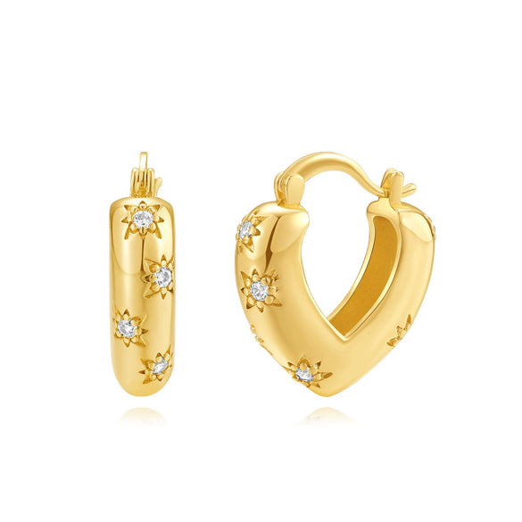 Wholesale Trendy Fashion Copper Earrings With Geometric Star Design And Zirconia Treatment For Women