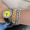Wholesale Trendy Hiphop Cuban Bracelet For Men With Wave Pattern And Electroplating Treatment
