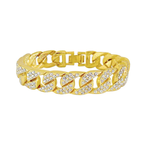 Wholesale Trendy Hiphop Cuban Bracelet For Men With Wave Pattern And Electroplating Treatment