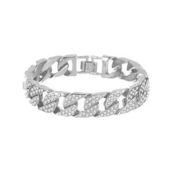 Wholesale Trendy Hiphop Cuban Bracelet For Men With Wave Pattern And Electroplating Treatment